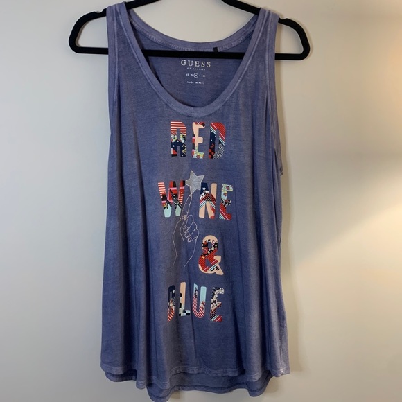 Guess Red, Wine & Blue USA Flare Tank Top Size Medium - Picture 6 of 11